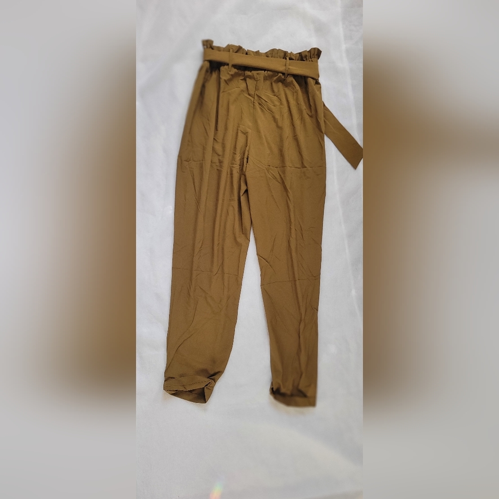 NWOT!Elevated Summer Women's Belted Lux Relaxed Fit Paper Bag Trouser Pant Large - Picture 6 of 16